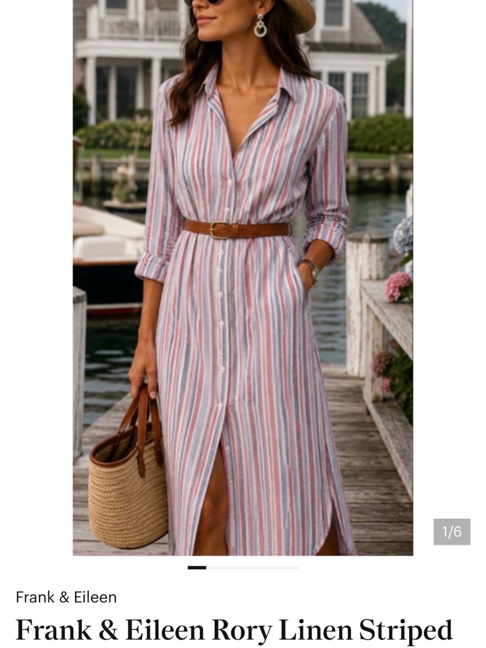 Frank & Eileen Striped Linen Maxi Dress in Pink, Blue and White